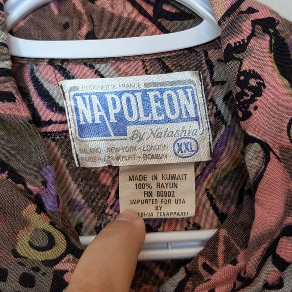 Vintage Napoleon by Natasha 80s 90s Button Down Maximalism  Print Top Woman XXL - Picture 4 of 6